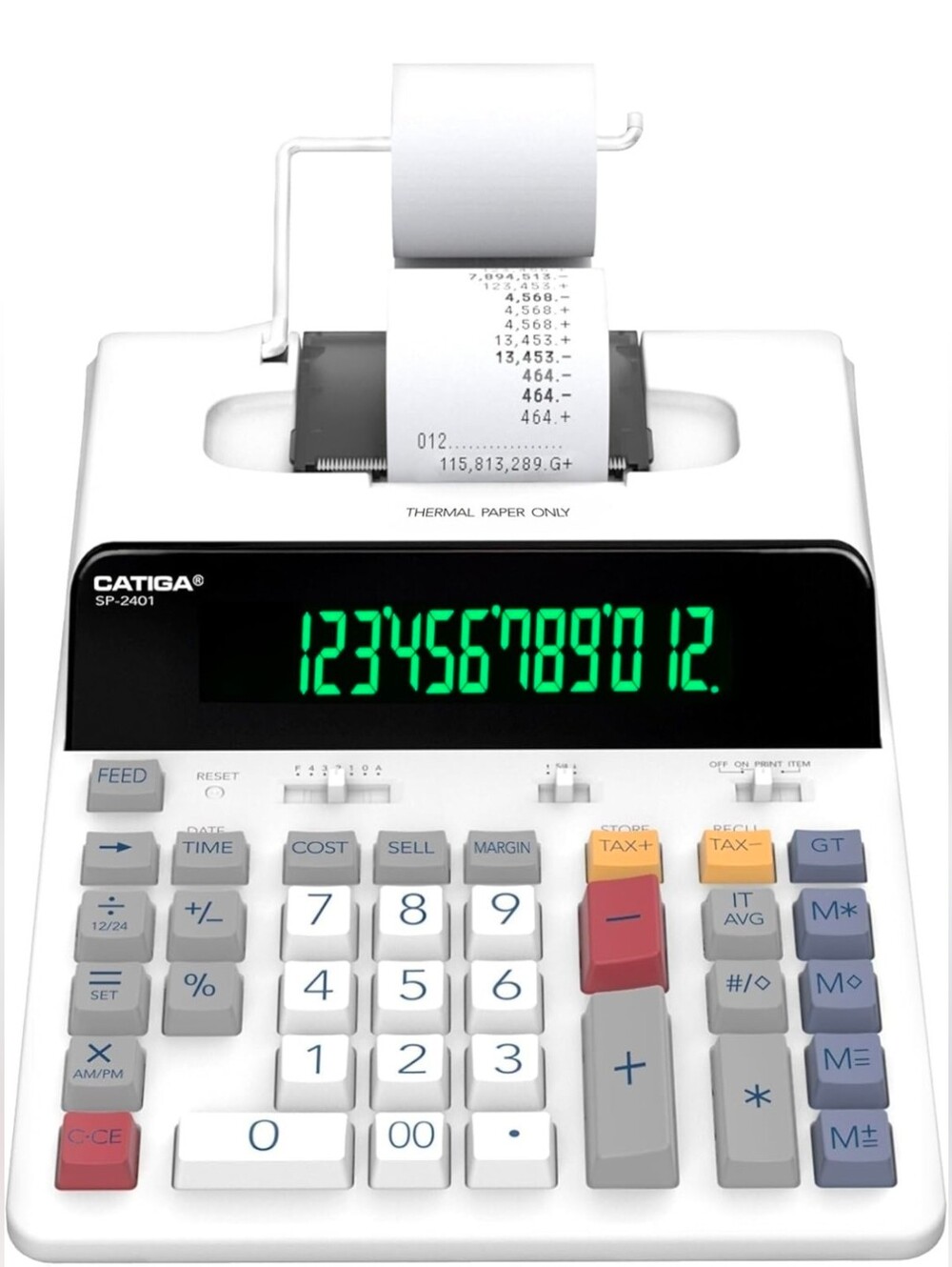 CATIGA 12 Digit Thermal Printing Calculator with Tape Print Out, Ink-Free Adding